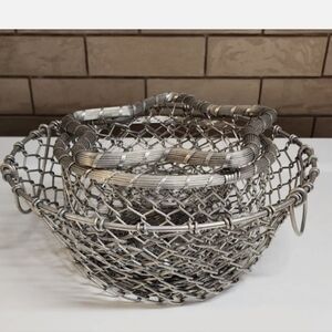 3 Metal Wire Woven Fruit Bowl Baskets Handmade Kitchen Countertop Storage
